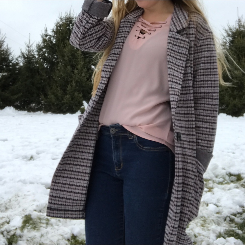 SALE!! Anthropologie pink check blazer
